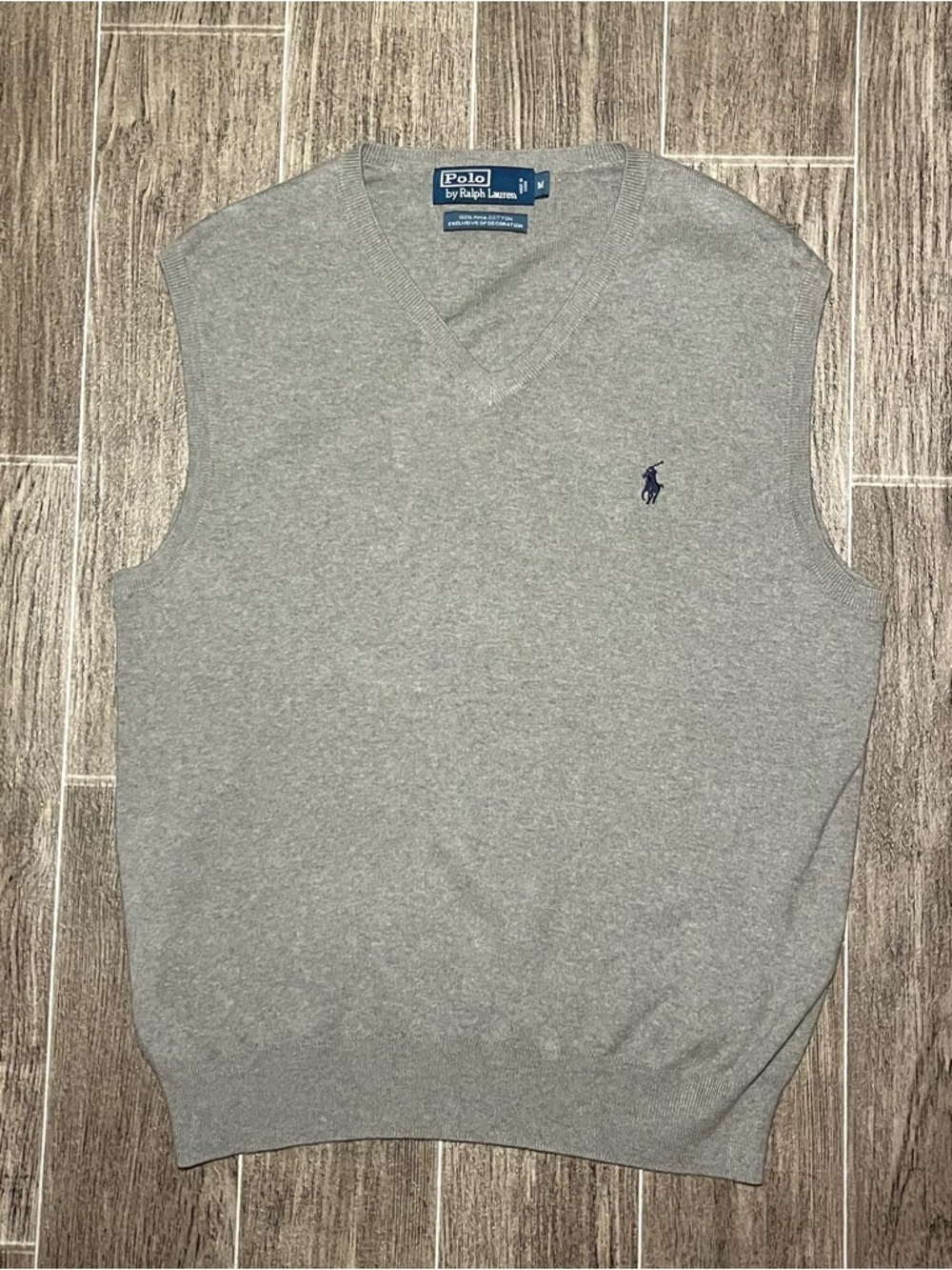 Polo Ralph Lauren Gray Sweater Vest Men’s Medium Pima Cotton V Neck
